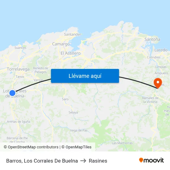Barros, Los Corrales De Buelna to Rasines map
