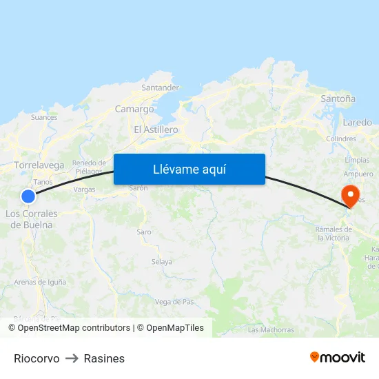 Riocorvo to Rasines map