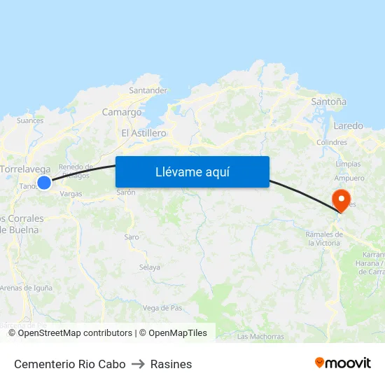 Cementerio Rio Cabo to Rasines map