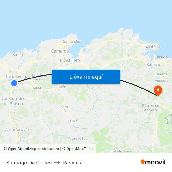 Santiago De Cartes to Rasines map