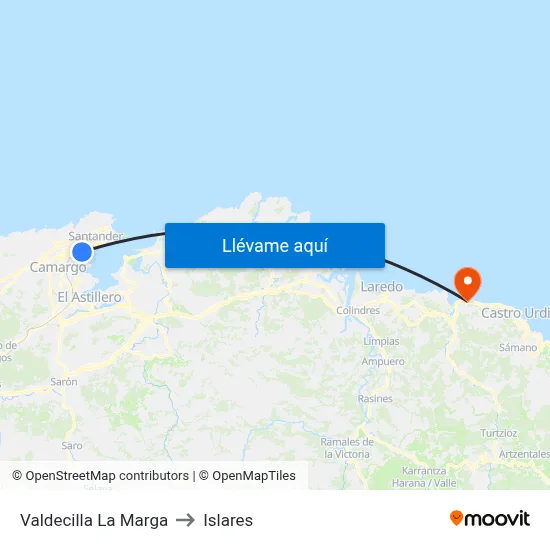 Valdecilla La Marga to Islares map