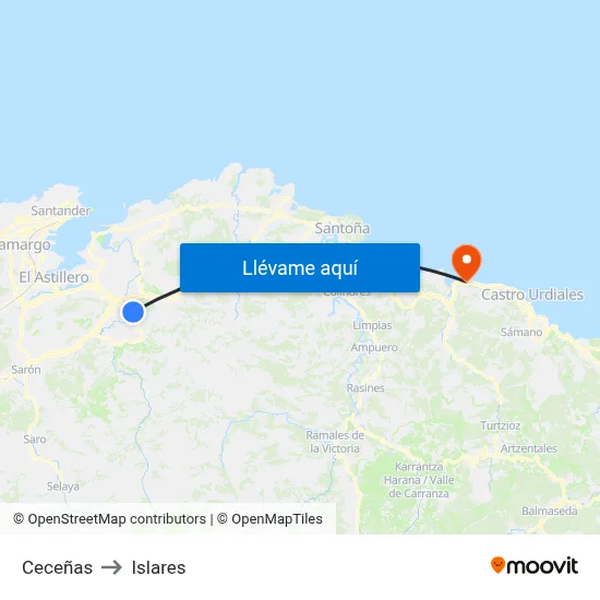 Ceceñas to Islares map