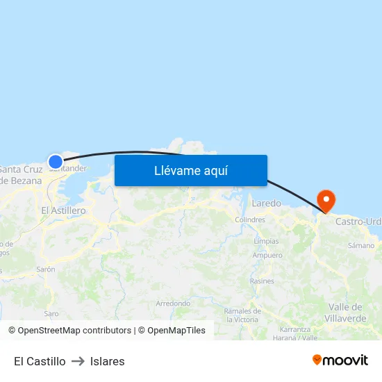 El Castillo to Islares map