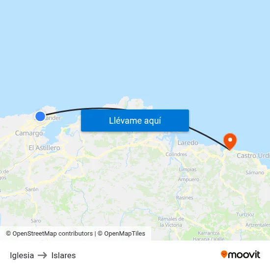 Iglesia to Islares map