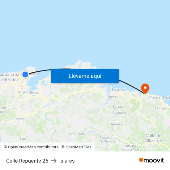 Calle Repuente 26 to Islares map