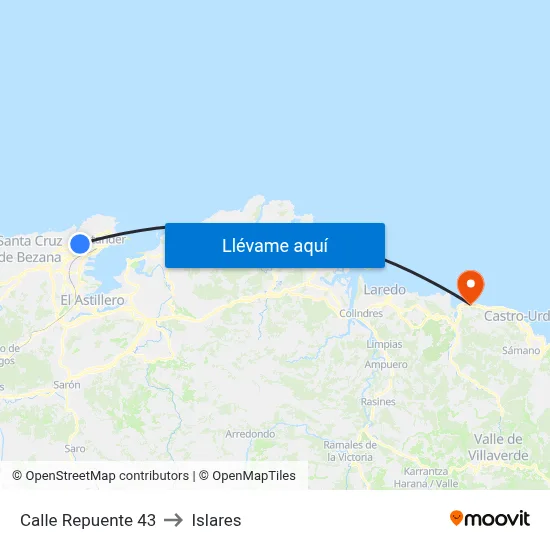 Calle Repuente 43 to Islares map