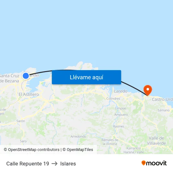 Calle Repuente 19 to Islares map