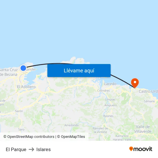 El Parque to Islares map