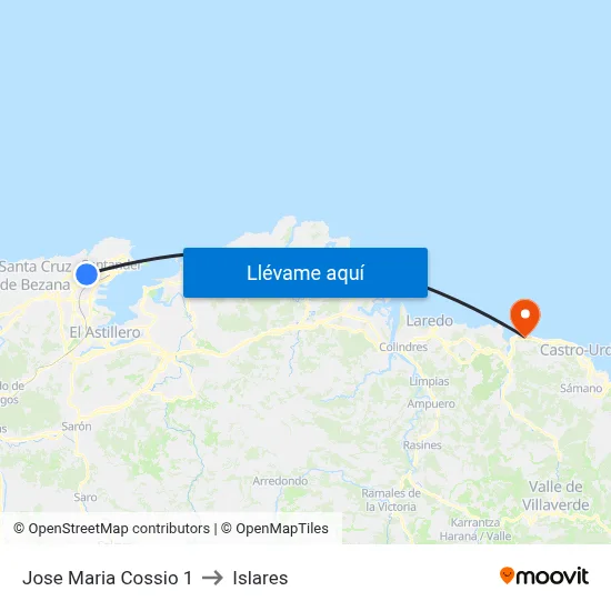 Jose Maria Cossio 1 to Islares map