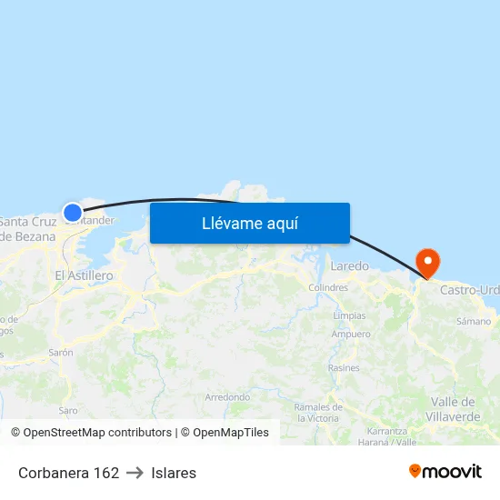 Corbanera 162 to Islares map