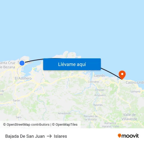 Bajada De San Juan to Islares map