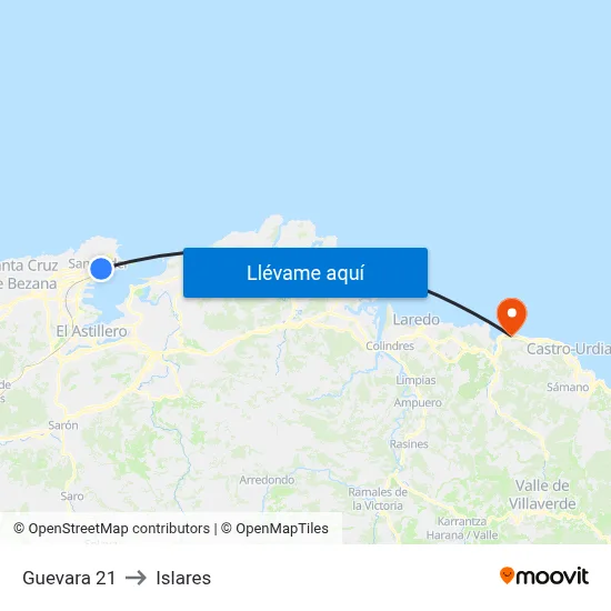 Guevara 21 to Islares map