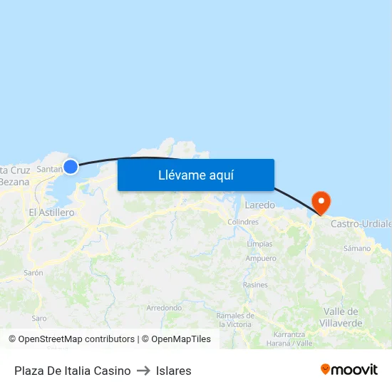 Plaza De Italia Casino to Islares map