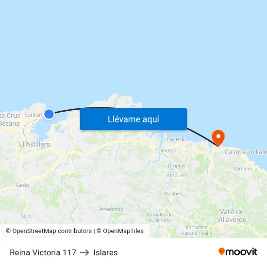 Reina Victoria 117 to Islares map