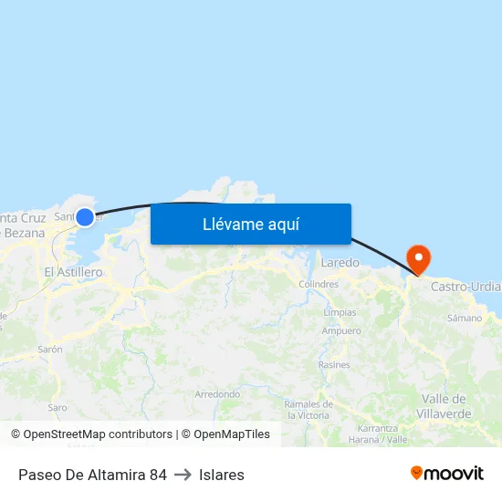 Paseo De Altamira 84 to Islares map