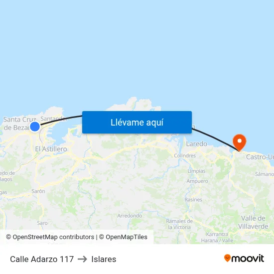 Calle Adarzo 117 to Islares map