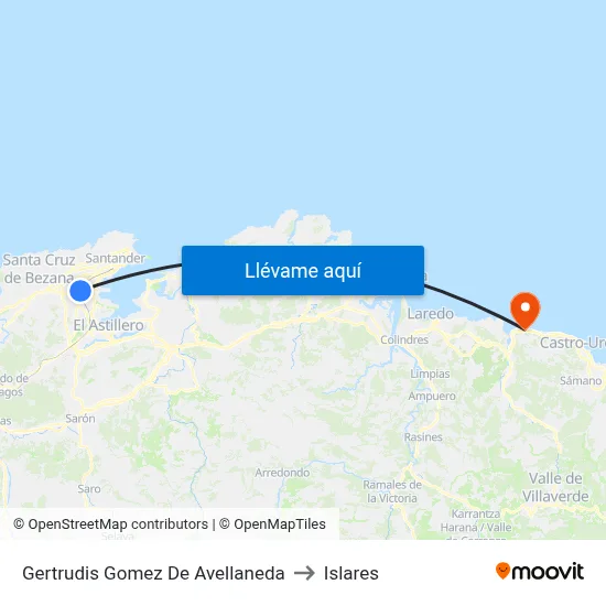 Gertrudis Gomez De Avellaneda to Islares map