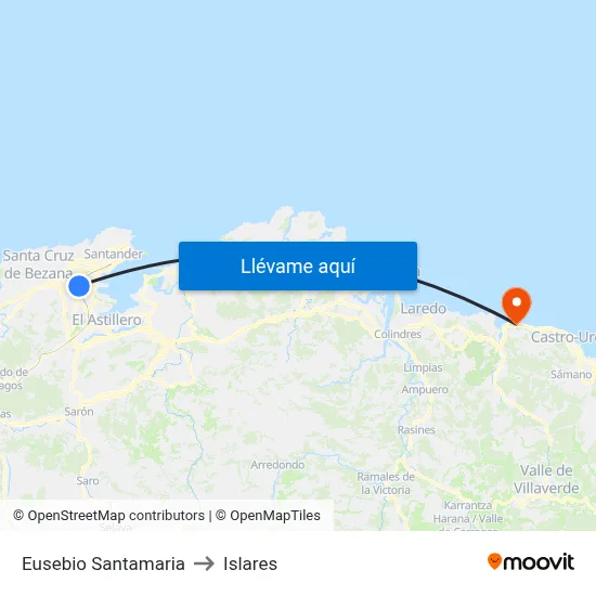 Eusebio Santamaria to Islares map