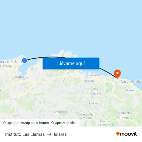 Instituto Las Llamas to Islares map
