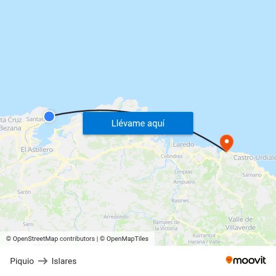 Piquio to Islares map