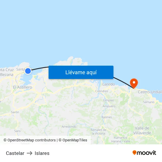 Castelar to Islares map