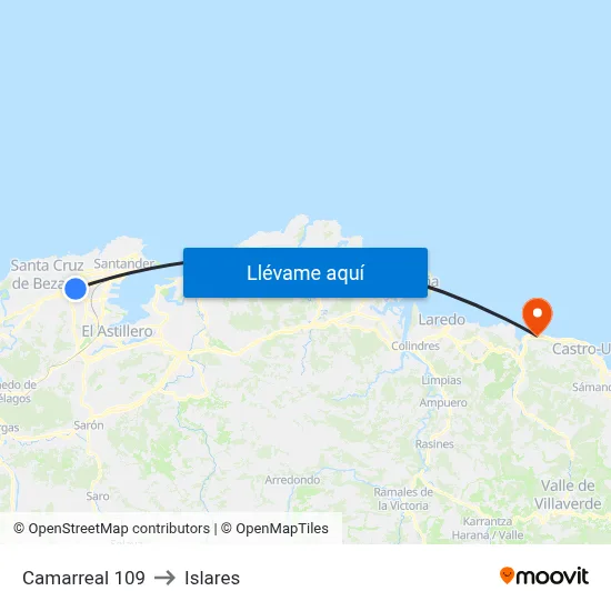 Camarreal 109 to Islares map