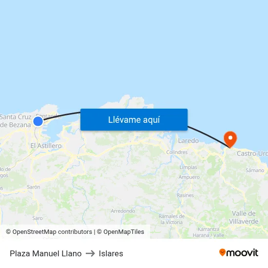 Plaza Manuel Llano to Islares map