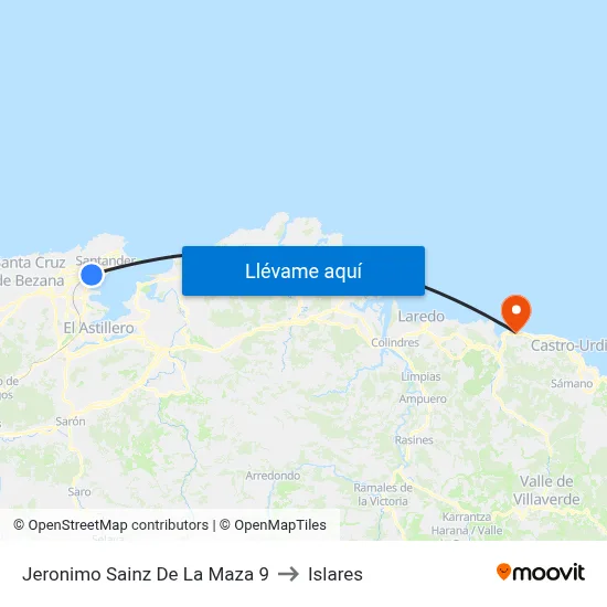 Jeronimo Sainz De La Maza 9 to Islares map
