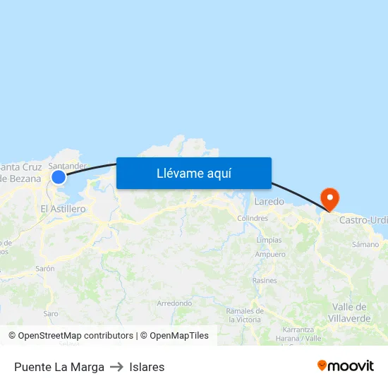 Puente La Marga to Islares map