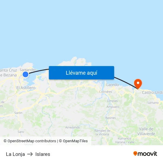 La Lonja to Islares map