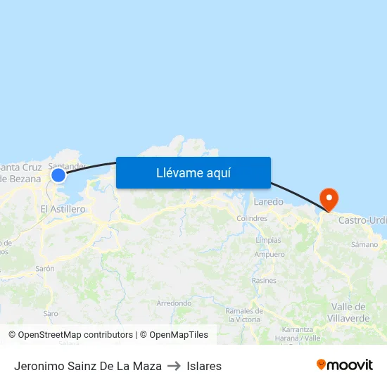 Jeronimo Sainz De La Maza to Islares map