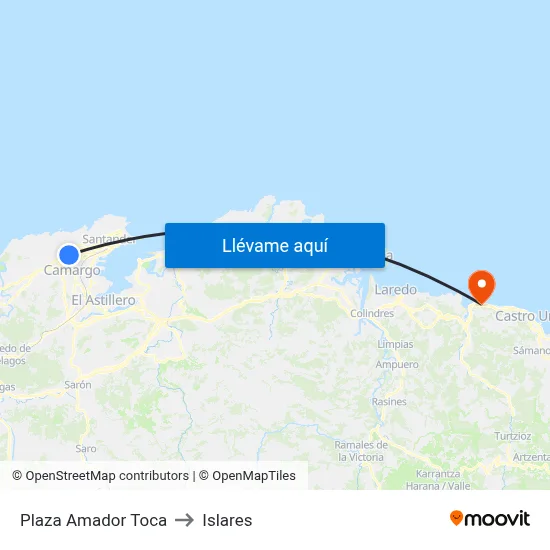 Plaza Amador Toca to Islares map