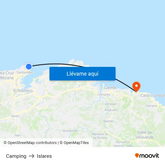 Camping to Islares map