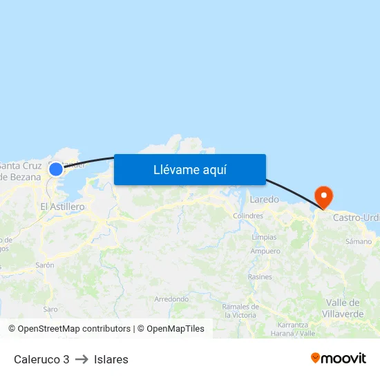 Caleruco 3 to Islares map