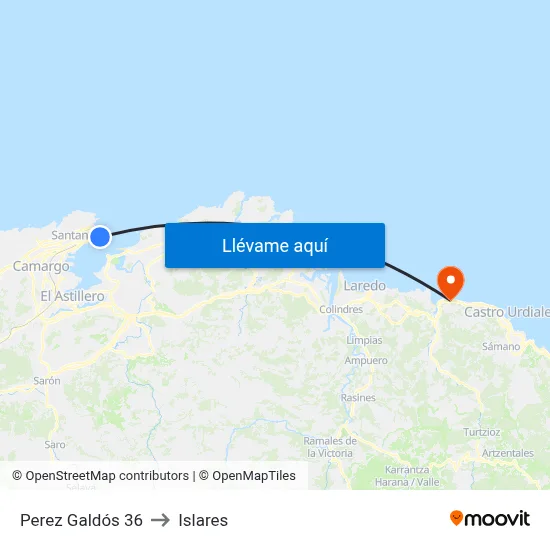 Perez Galdós 36 to Islares map