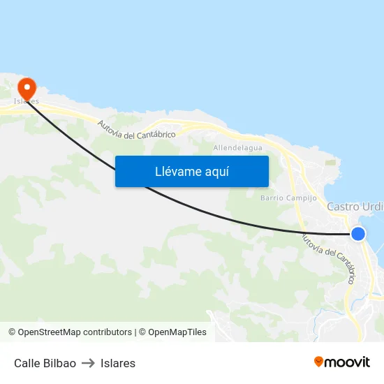 Calle Bilbao to Islares map