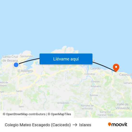Colegio Mateo Escagedo (Cacicedo) to Islares map