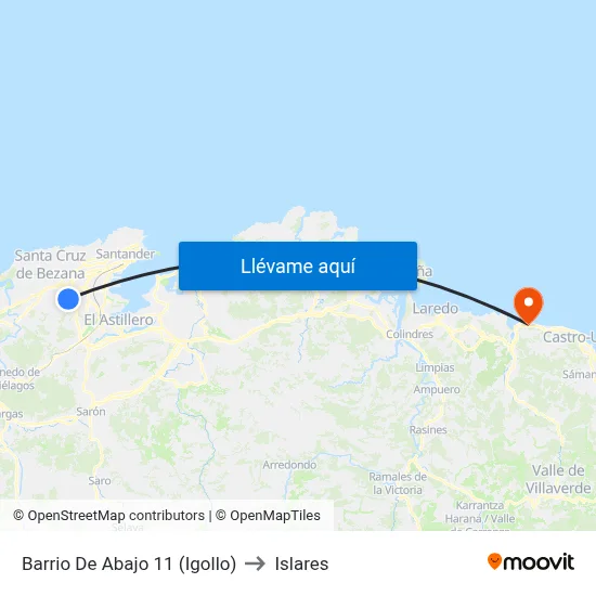 Barrio De Abajo 11 (Igollo) to Islares map