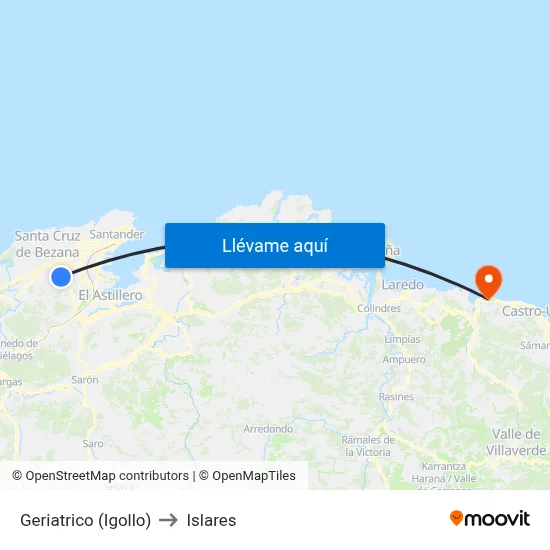 Geriatrico (Igollo) to Islares map