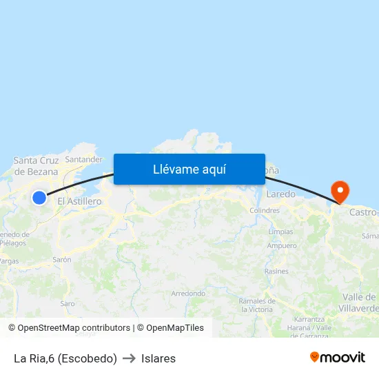 La Ria,6 (Escobedo) to Islares map