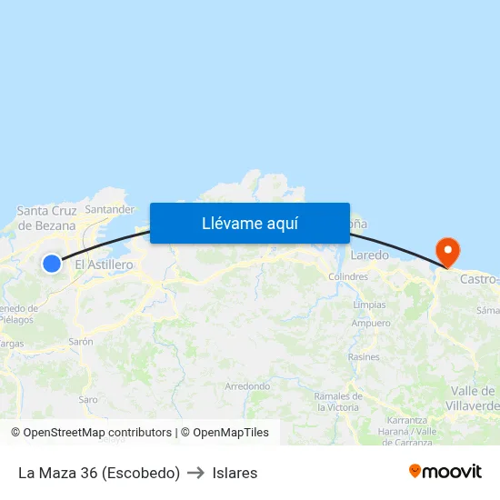 La Maza 36 (Escobedo) to Islares map