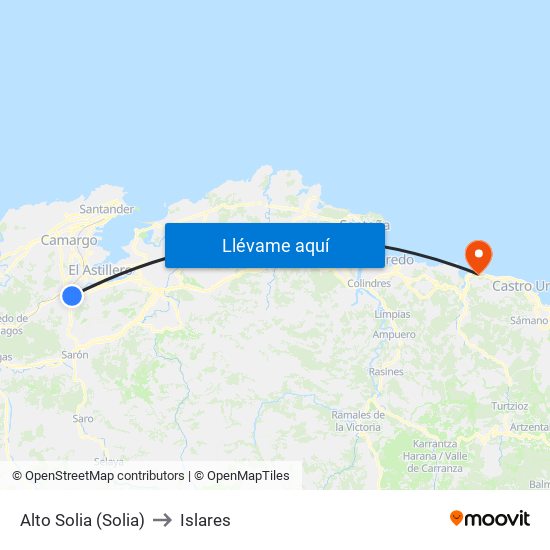 Alto Solia (Solia) to Islares map