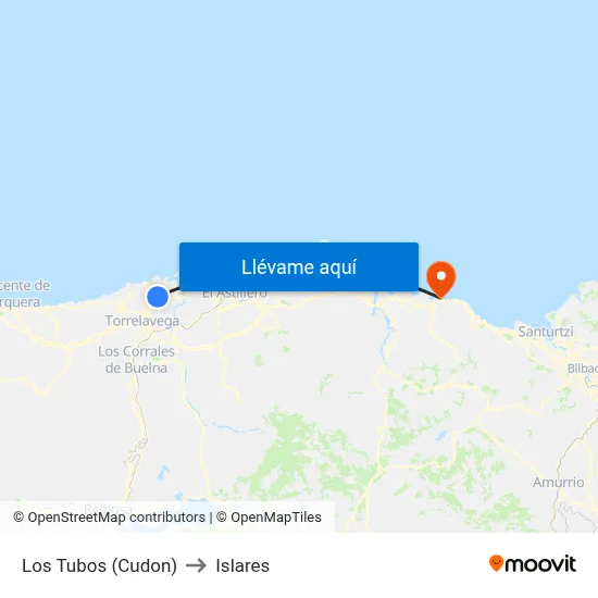 Los Tubos (Cudon) to Islares map