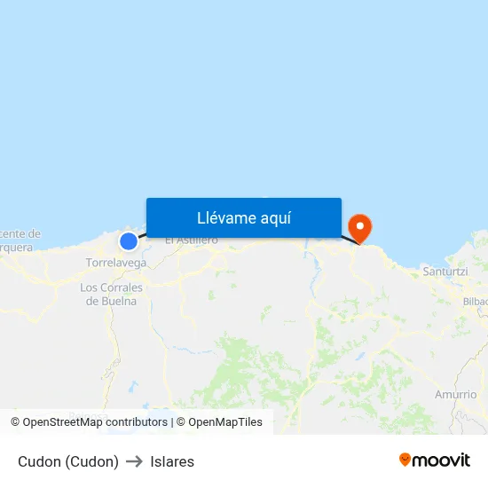 Cudon (Cudon) to Islares map