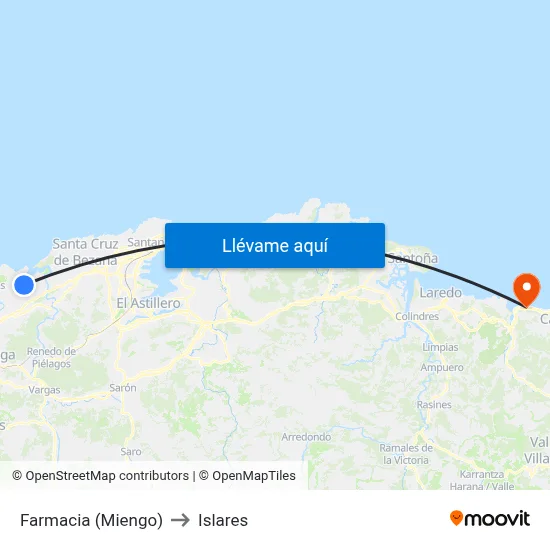Farmacia (Miengo) to Islares map