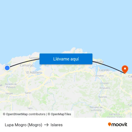 Lupa Mogro (Mogro) to Islares map