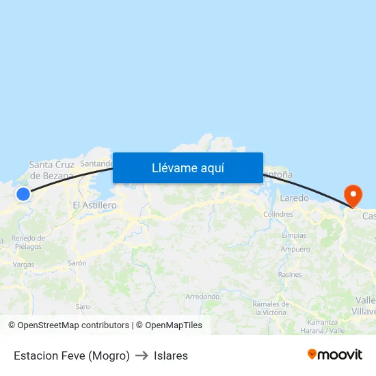 Estacion Feve (Mogro) to Islares map
