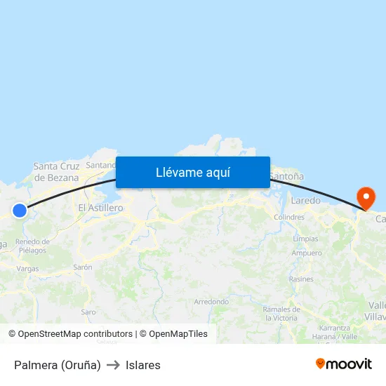 Palmera (Oruña) to Islares map