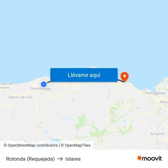 Rotonda (Requejada) to Islares map