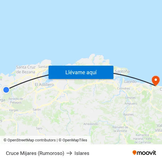 Cruce Mijares (Rumoroso) to Islares map